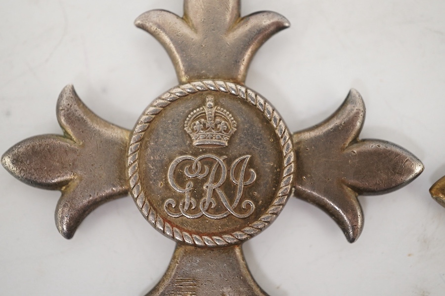 Three George V Orders; a 1st type military OBE, a 2nd type civil OBE and a 2nd type military MBE. Condition - fair to good.